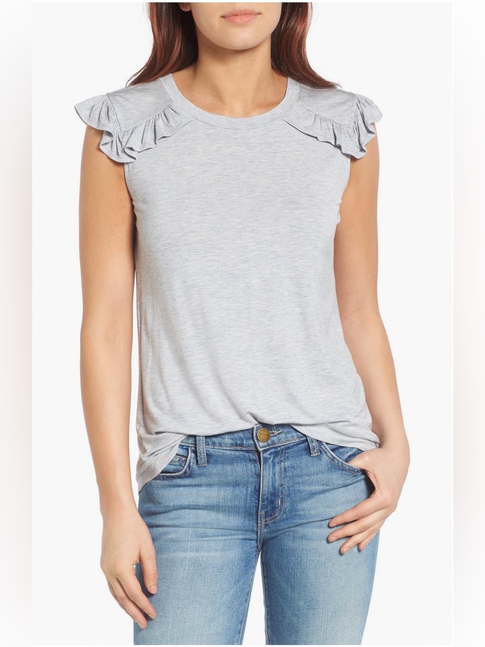 Nordstrom Bobeau Blue Ruffle Detail Top Size XS Extra Small